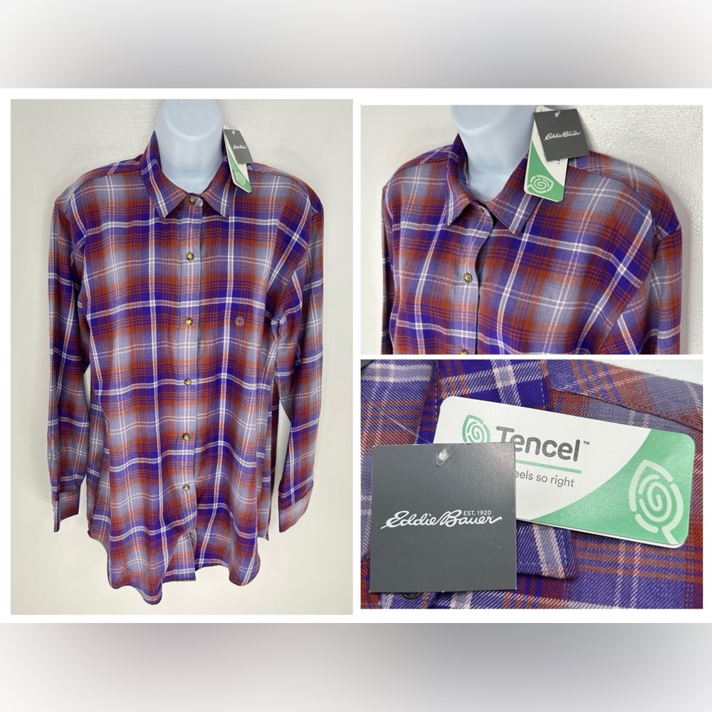 Eddie‎ Bauer NWT Fremont Flannel Tunic Size Small Deep Lilac Tencel Outdoor